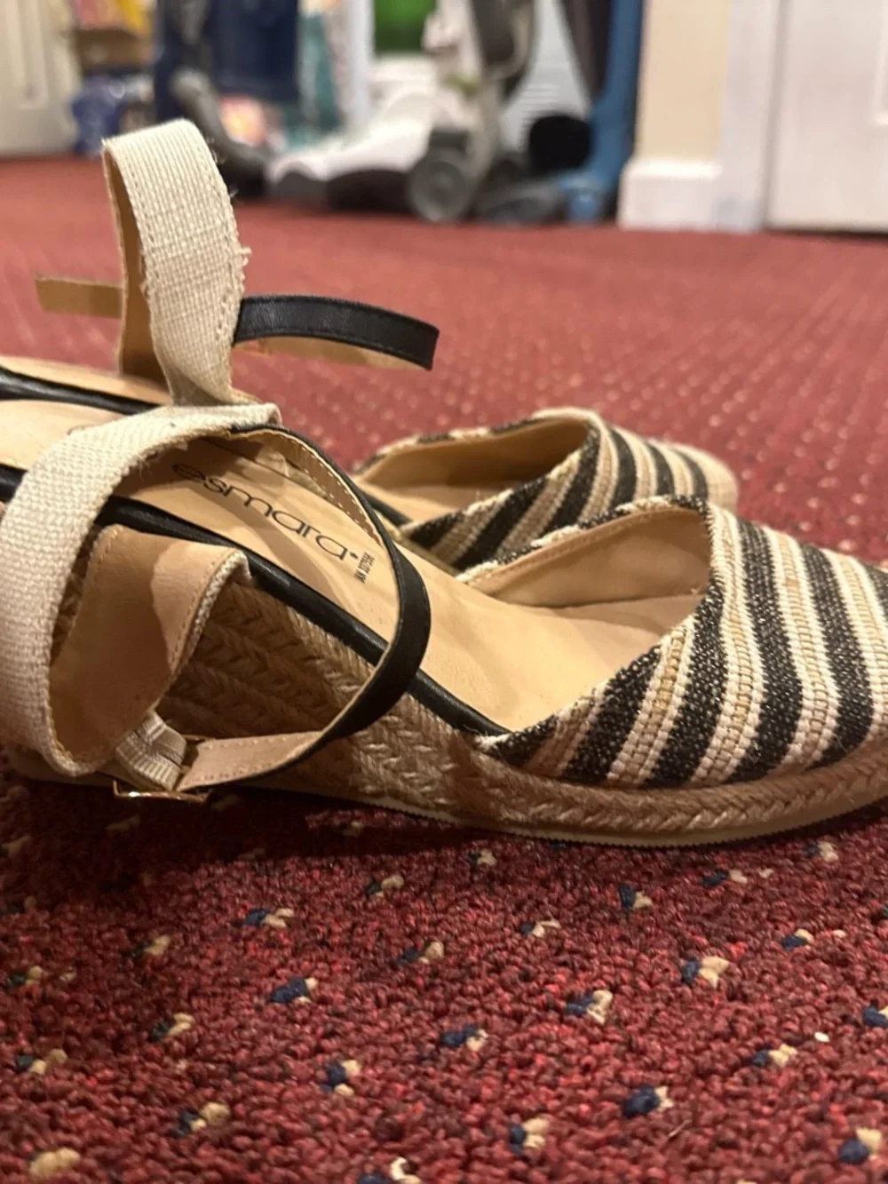 Amalfi Black & Cream Striped Espadrille Slingbacks